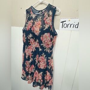Torrid Navy Floral Sleeveless Swim Dress Size 2